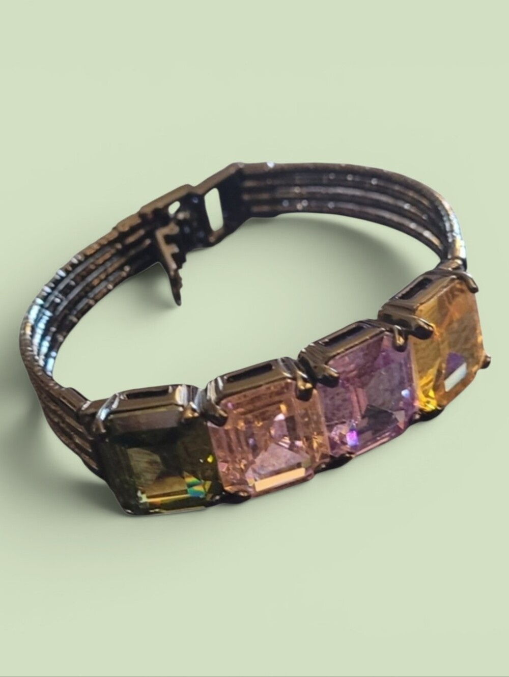 Emerald-cut Swarovski Crystal Bracelet Set in Gunmetal